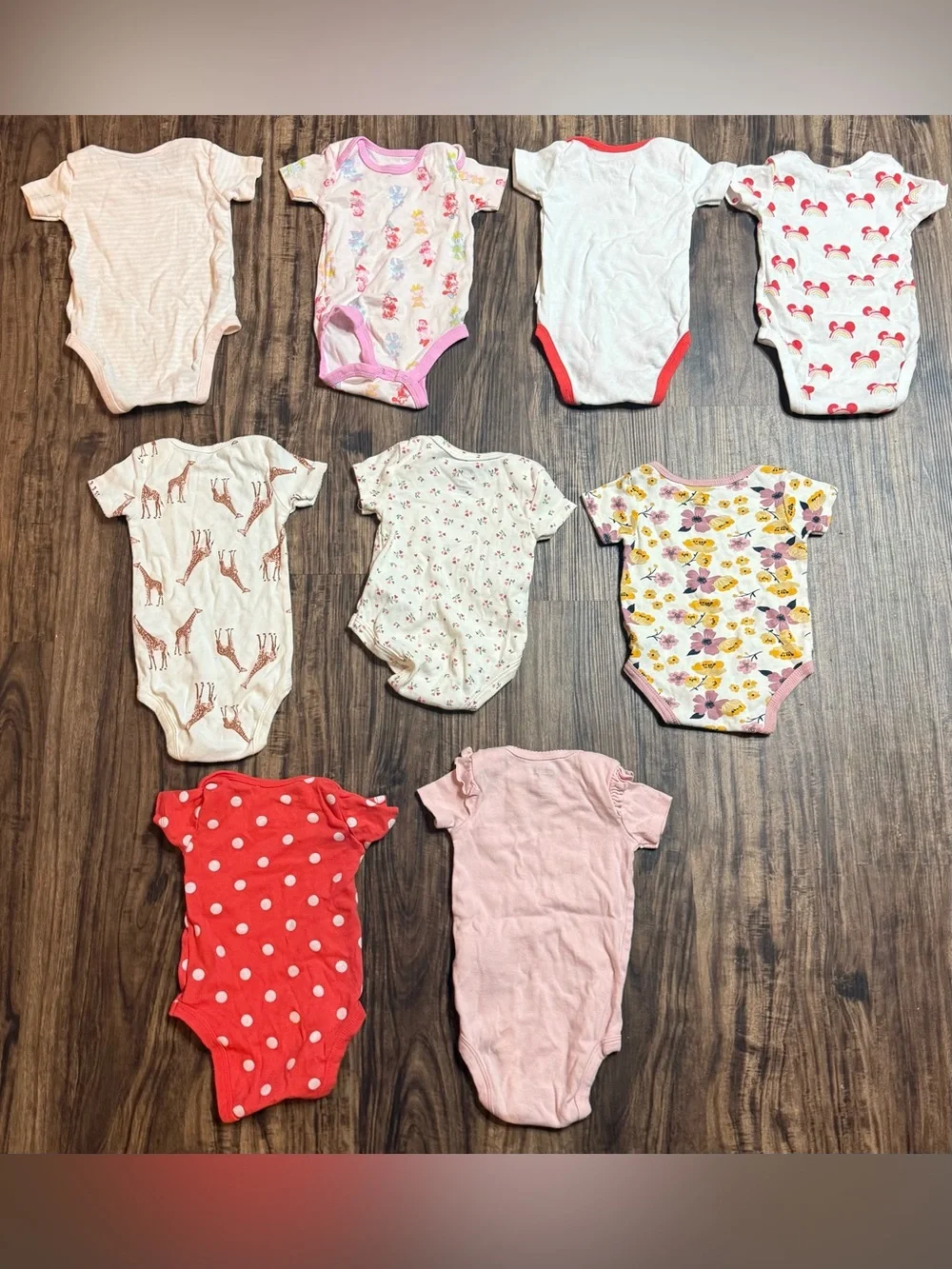 6-9 Months Baby Girls Bodysuits Short Sleeved  Carter’s Disney Minnie Mouse